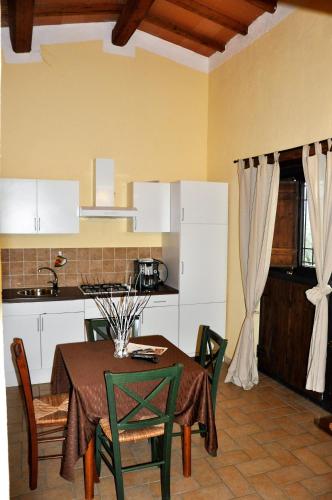 a kitchen and dining room with a table and chairs at Agriturismo Nociquerceto in Tarano