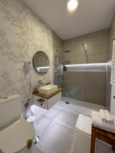 a bathroom with a shower and a toilet and a sink at PIO XII XXl B in Talavera de la Reina