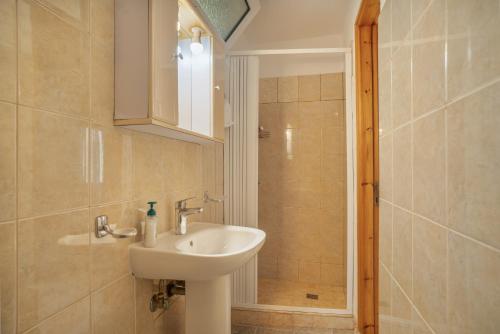 a bathroom with a sink and a shower at Villa Liana in Frikes