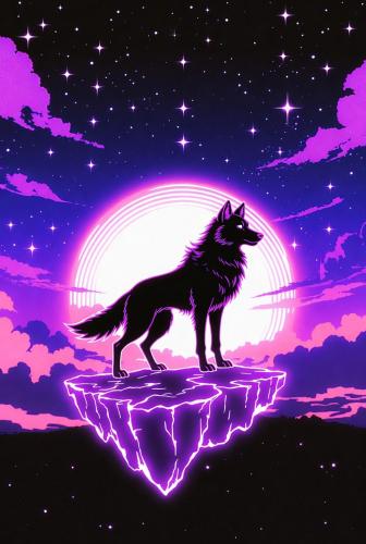 a wolf standing on top of an island in the sky at Sample in Bemmulla