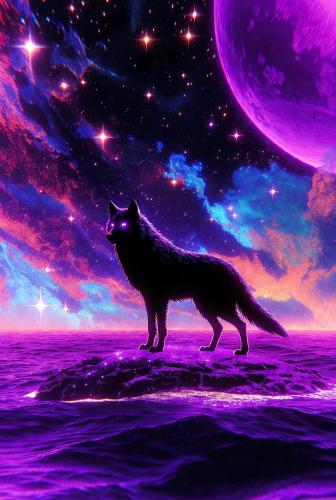 a painting of a black cat in a universe at Sample in Bemmulla