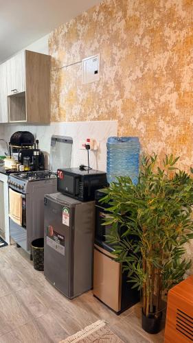 a kitchen with a stove and a counter top at Pinnacle Homes 254 - Ruaka in Ruaka