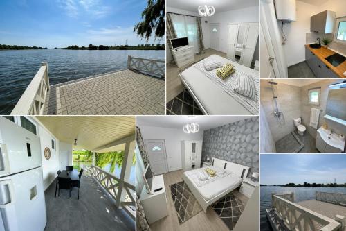 a collage of photos of a house on the water at LAGUNA VERDE Balotesti in Baloteşti
