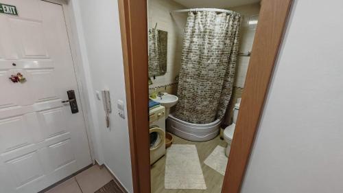 a small bathroom with a toilet and a sink at Maslačak, dvosobni in Banja Koviljača