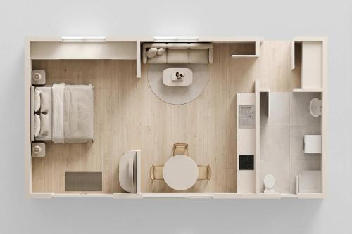 a rendering of a small apartment at Ferienhaus Kuschelnest in Kamminke