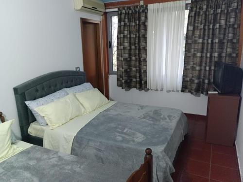 a bedroom with a bed and a television in it at Altin Prendi B&B in Divjakë