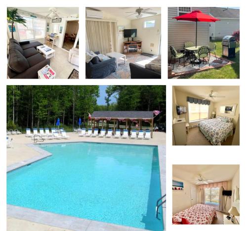 a collage of pictures of a swimming pool at Private and Peaceful 2-Bedroom Cottage on Resort close to the beach! in Wells