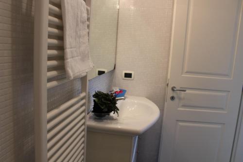 a bathroom with a sink and a potted plant on it at Aba Village RTA in Puntone di Scarlino