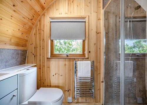 a bathroom with a toilet and a shower at South View Retreat in Carlton