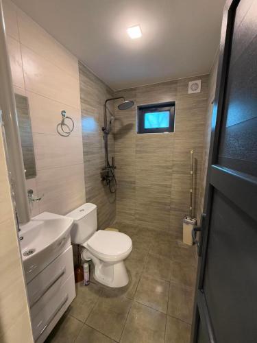 a small bathroom with a toilet and a sink at Amatuni Guest House in Stepʼanavan
