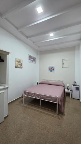 ein Schlafzimmer mit einem Bett in einem weißen Zimmer in der Unterkunft All'Uliveto in Santa Maria di Licodia