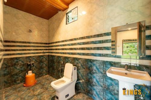 a bathroom with a toilet and a sink at KINGS RESORT DANDELI in Dandeli