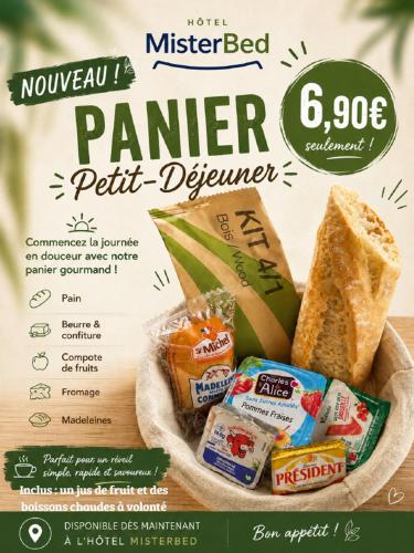 a flyer with a sandwich and other food items at Mister Bed Saran in Saran