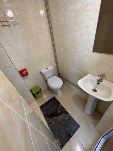 a bathroom with a toilet and a sink at Guest House Arbat in Cholpon-Ata