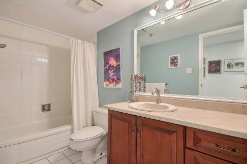 a bathroom with a sink and a toilet and a tub at Saint Sauveur Dream in Saint-Sauveur-des-Monts