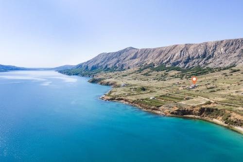 an aerial view of a large body of water at Villa Serenity Pag Sv. Marko in Pag
