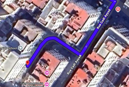 a map of the approximate location of a building at Cozy Duplex appartement wifi parking proximité in Rabat