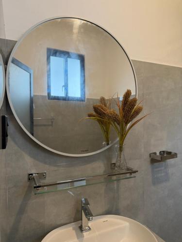 a mirror above a sink in a bathroom at Earthora Escape in Dickwella