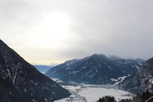 a view of a valley in the mountains at Aussermairhof in Campo Tures