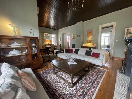a living room with a couch and a table at Villa Enoteca - Wine Experiences in Neméa