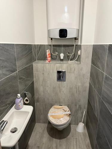 a bathroom with a toilet and a sink at ILK Residence 3 in Balatonalmádi