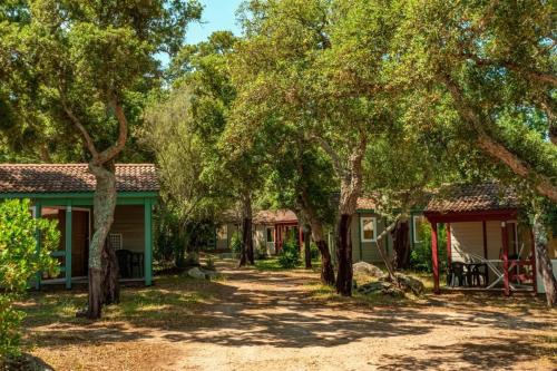 a house with trees in front of it at Chalet 2 étoiles - Piscine - ccbgdfh in Porto-Vecchio