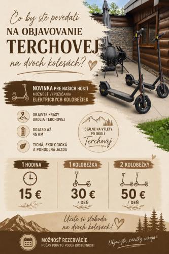 a flyer for a new scooter dealership at Drevenica Skye Terchová in Terchová