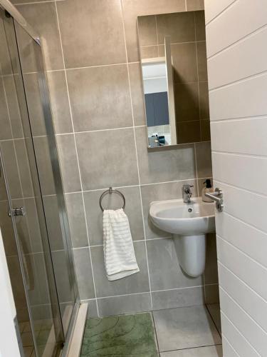 a bathroom with a sink and a shower at EdenNest in Boksburg
