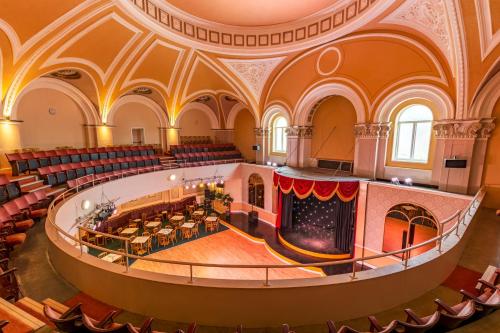 an overhead view of the auditorium of a theatre at The Grand Scarborough in Scarborough