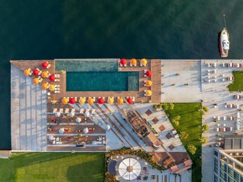 an overhead view of a building with a swimming pool at Rixos Tersane Istanbul in Istanbul