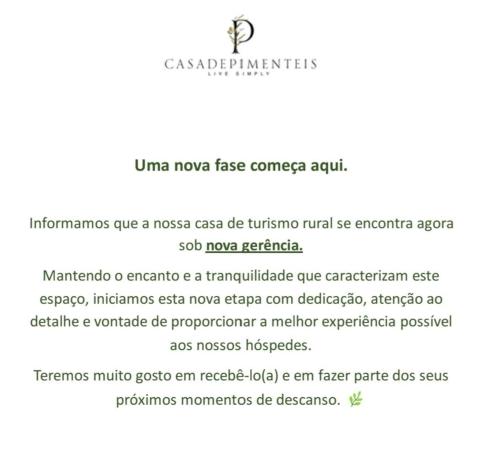 a screenshot of a cell phone screen with a text box at Casa de Pimenteis in Vimioso