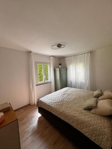 a bedroom with a bed and a window at Casa del Sole in Dangio