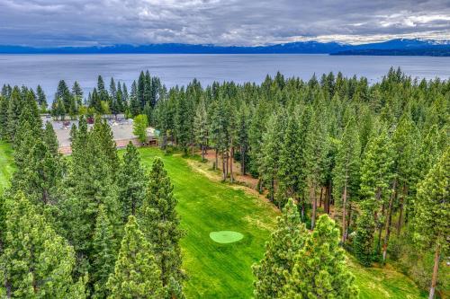 an aerial view of a golf course with trees at 3BD with Hot Tub Two Minutes from King Beach in Tahoe Vista