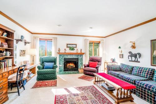ein Wohnzimmer mit Sofa und Kamin in der Unterkunft Hidden Gem in Arcadia