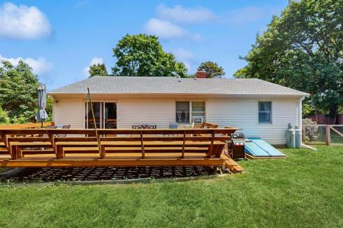 a large wooden deck in front of a house at Old Orchard in Edgartown