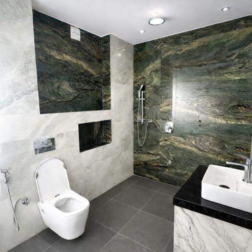 a bathroom with a toilet and a sink at Hotel Hider in Gurgaon