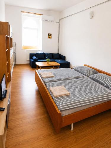 a living room with a bed and a couch at Apartmány Pražská in Ústí nad Labem