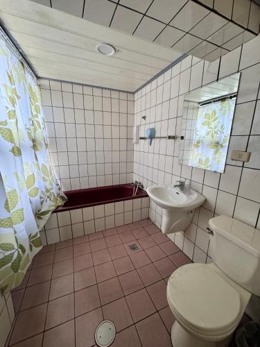 a bathroom with a toilet and a sink at 貴族旅社 宜蘭縣旅館095號 in Luodong