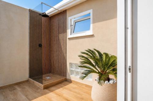 a house with a palm tree in a room at Saffi Suites in Noto