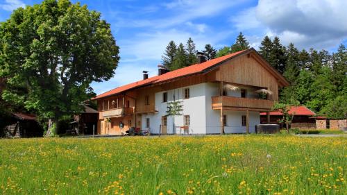a house with a field in front of it at Naturhaus Leger in Lenggries