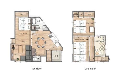 two views of the floor plans of a house at Oyadoya江南名古屋まで車で40分Free car space2台 in Kōnan