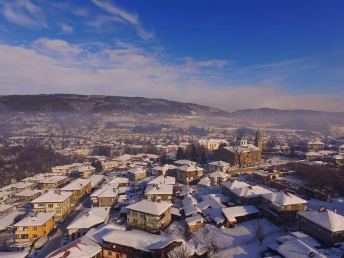 an aerial view of a city covered in snow at Complex Ristanite in Elena