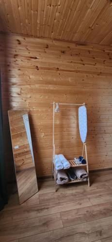 a sauna with a bunk bed in a wooden room at Bobokvati Eco Twins in Dagva