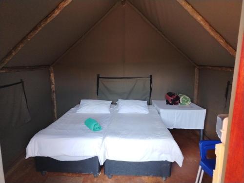 a bedroom with a bed in a tent at African Dream Tents in Graskop
