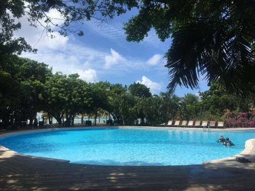 a large blue swimming pool with trees in the background at Hotel Henry Morgan All Inclusive in West Bay