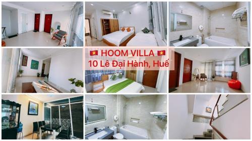 a collage of photos of a room with a bed and a bathroom at Hoom Villa Thành Nội - Villa 3 phòng ngủ in Thôn An Hòa