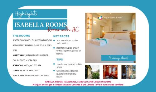 a catalogue of a hotel room with a bed at Isabella Boutique Rooms in Levanto