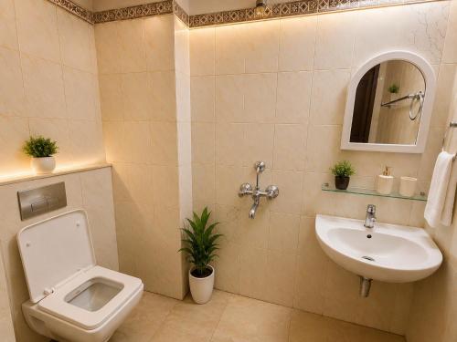 a bathroom with a toilet and a sink at Hotel Orion in Bhadrak