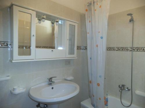 a bathroom with a sink and a shower at Valle Verde 4 Clima & Wi-Fi in Castellammare del Golfo