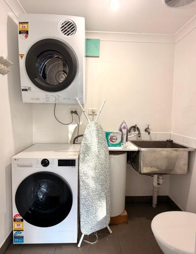 a washing machine in a bathroom with a sink at Fleur de Collie in Collie